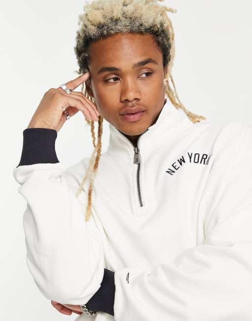 New Era New York Yankees flock half zip sweat in off white exclusive to ASOS