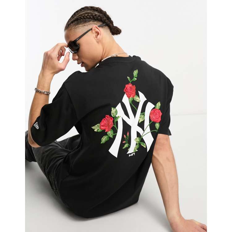 New Era New York Yankees flower backprint t-shirt in black