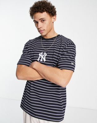 New Era New York Yankees heritage stripe oversize t-shirt in navy