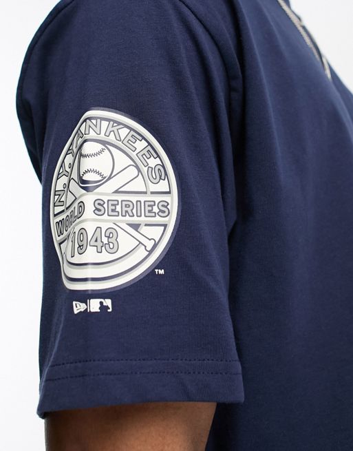 New Era New York Yankees pinstripe splice t-shirt in navy exclusive to ASOS