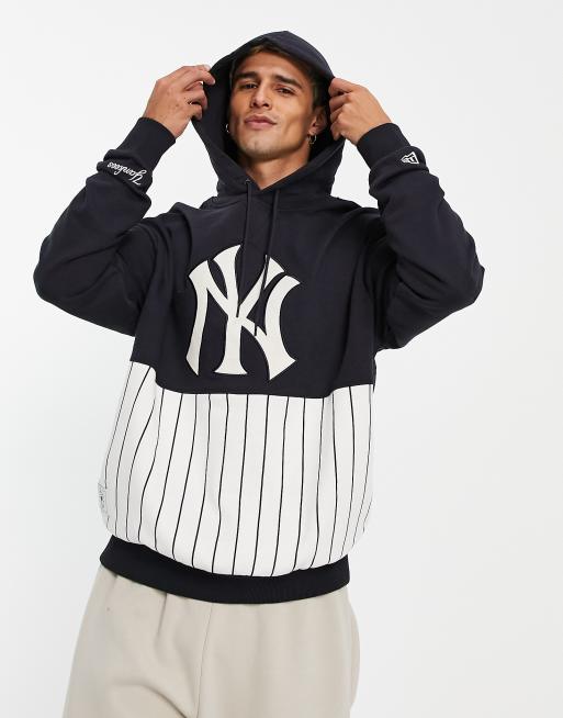New Era - New York Yankees - Nålestribet hættetrøje i marinblå - Kun hos ASOS