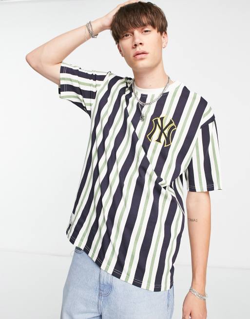 New Era New York Yankees oversize stripe t-shirt in green