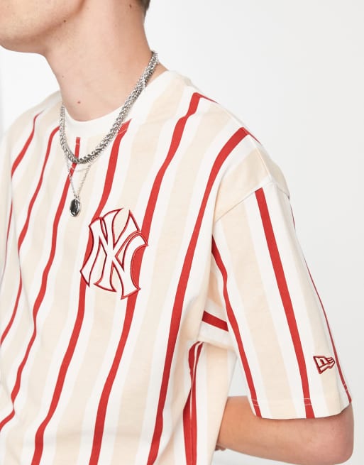 New Era New York Yankees oversized stripe t shirt in red