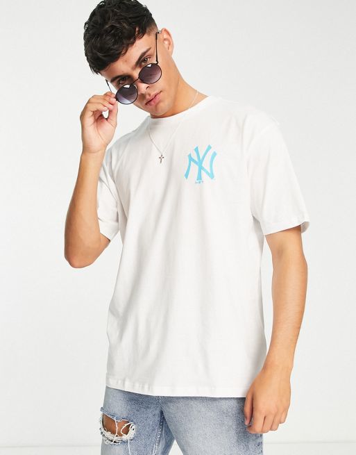 New Era New York Yankees two tone oversized t-shirt in off white exclusive  to ASOS
