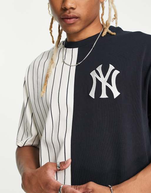 New Era New York Yankees pinstripe splice t-shirt in navy exclusive to ASOS