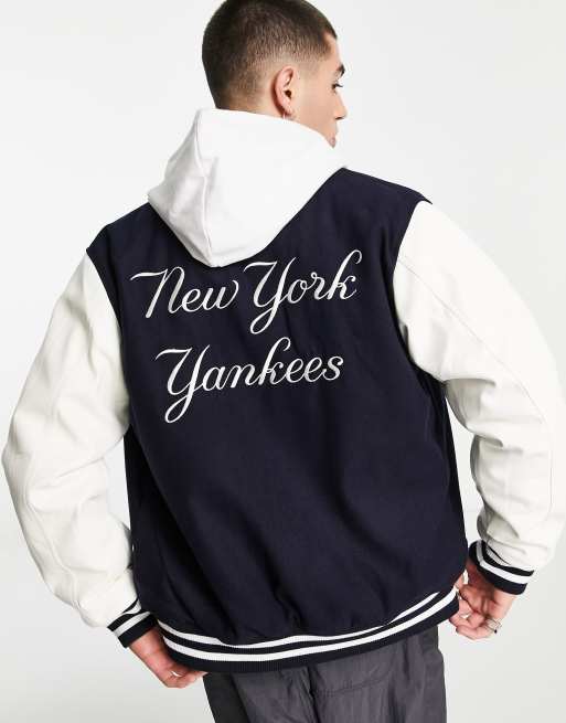 Navy Cream New York Yankees Vintage Satin Jacket