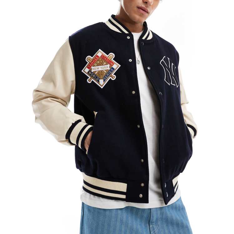 New Era New York Yankees varsity jacket in navy ASOS - Main Image