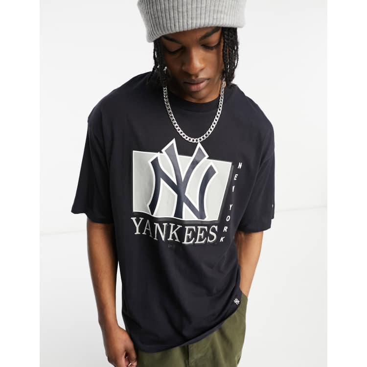 T-shirts New Era New York Yankees Team Wordmark Oversized Tee Navy/ White