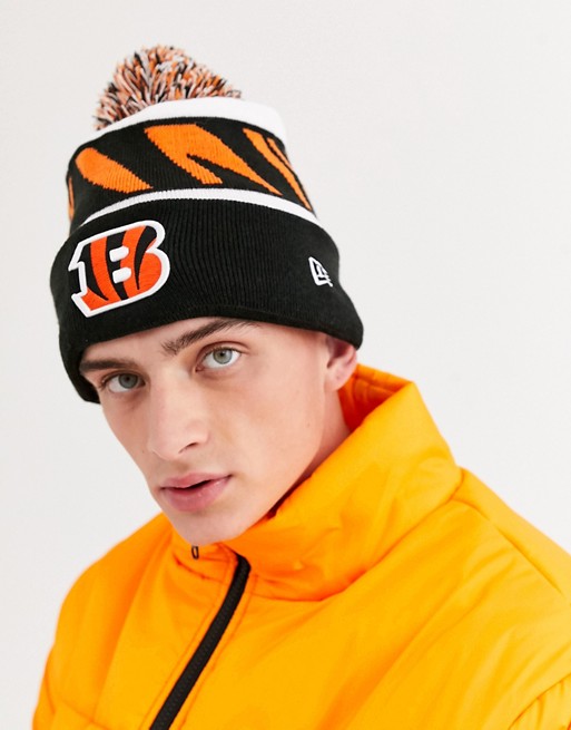New Era NFL Bengals knitted bobble beanie in white