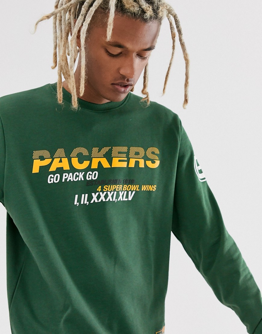 New Era NFL Green Bay Packers Wordmark slogan sweatshirt in green
