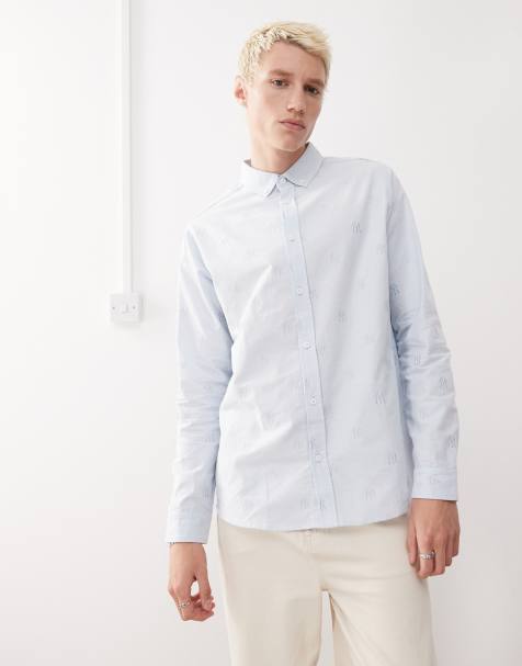 New Era NY Yankees mini logo embroidery long sleeve shirt in blue