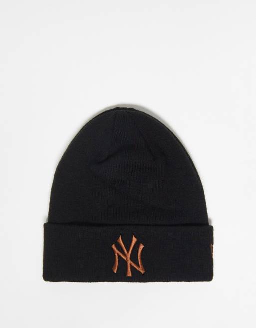 New Era - NY - Bonnet unisexe avec logo orange - Noir