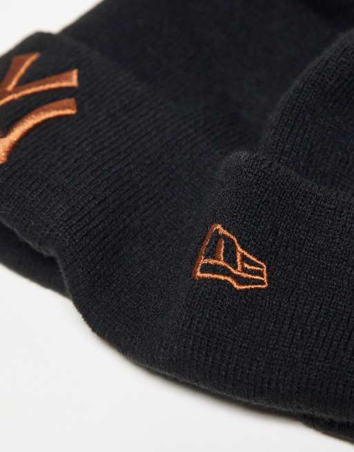 New Era - NY - Bonnet unisexe avec logo orange - Noir, 4 de 4