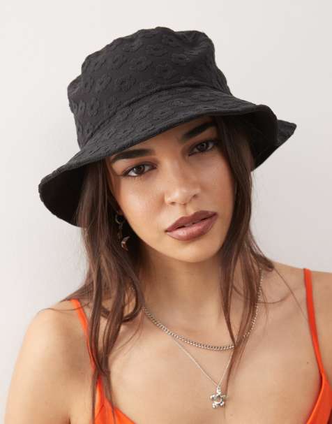 New Era NY floral towelling  bucket hat in black - view 1