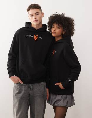 New Era New Era NY Mets oversized script logo hoodie in black
