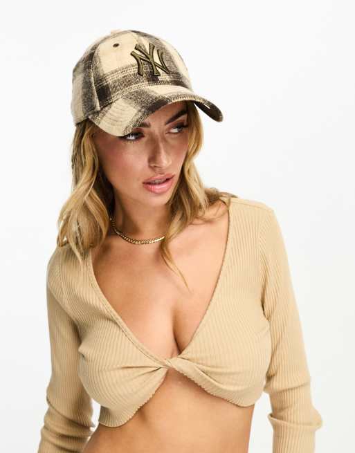 New Era - NY - Pet met Schotse ruit in beige