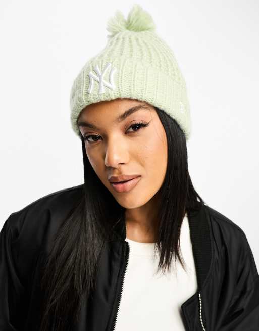 New Era NY waffle pom pom beanie in light green | ASOS