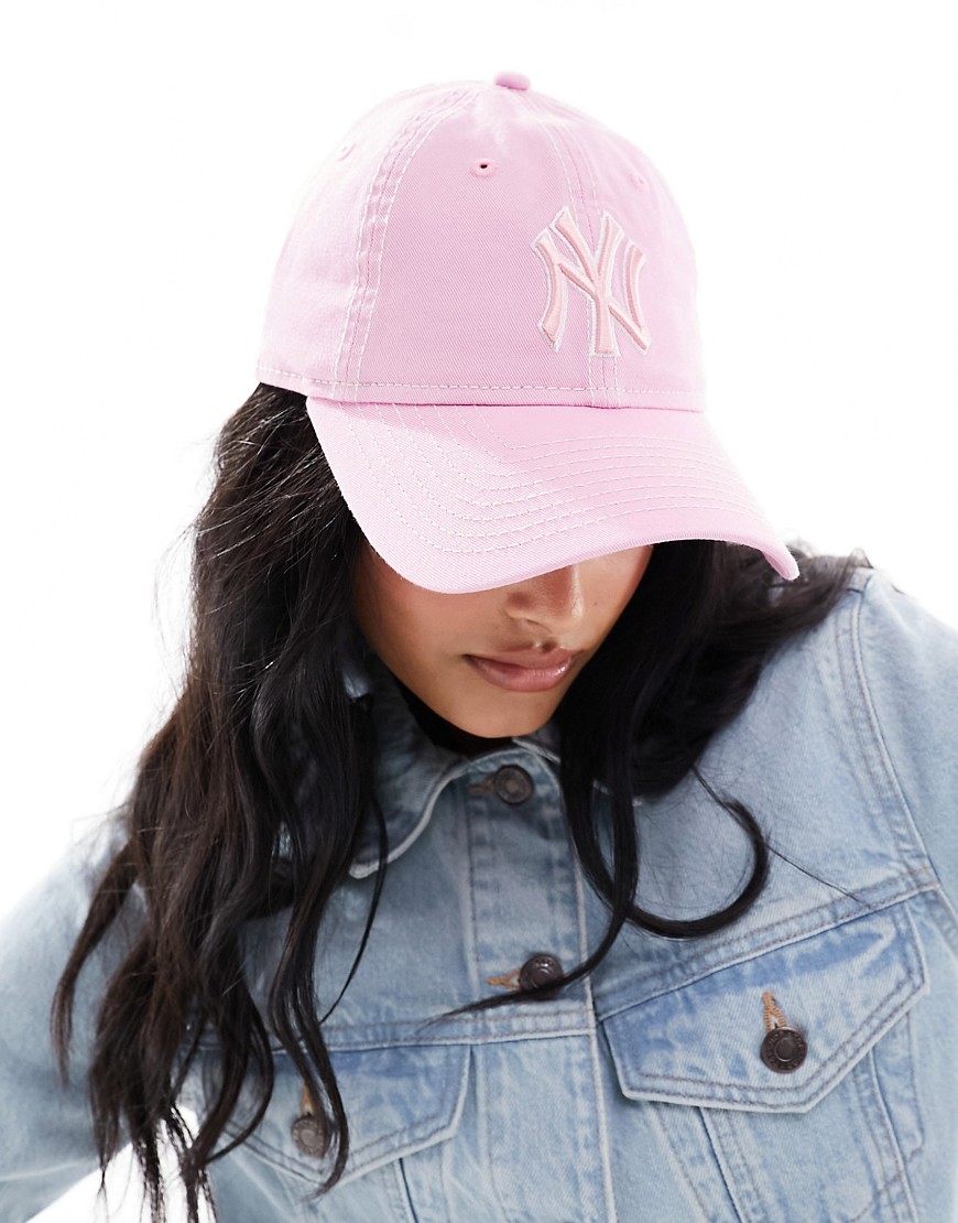 New Era NY washed 9twenty cap with contrast stitch in pink