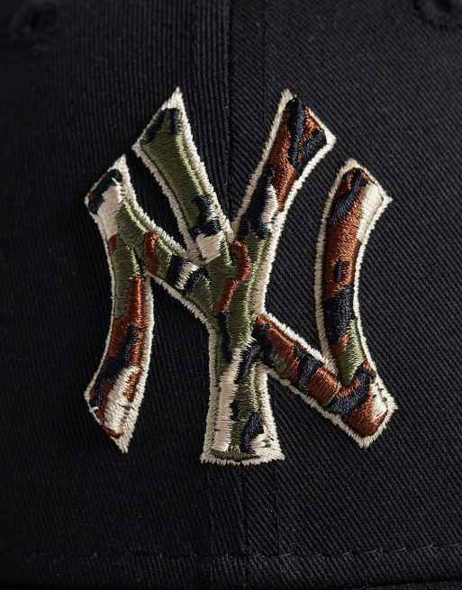 New Era - NY Yankees 9forty - Cappellino nero con logo mimetico, 2 di 3