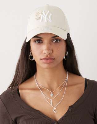 New Era - NY Yankees 9forty - Damen-Kappe in Beige mit Rosen-Logo-Neutral