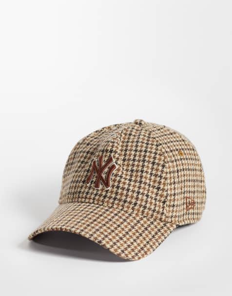 New Era NY Yankees 9forty houndstooth checked cap in brown multi - view 1
