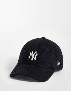 New Era NY Yankees 9forty logo borg cap in black