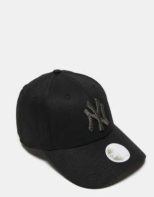 New Era New Era NY Yankees 9forty metallic logo cap in black