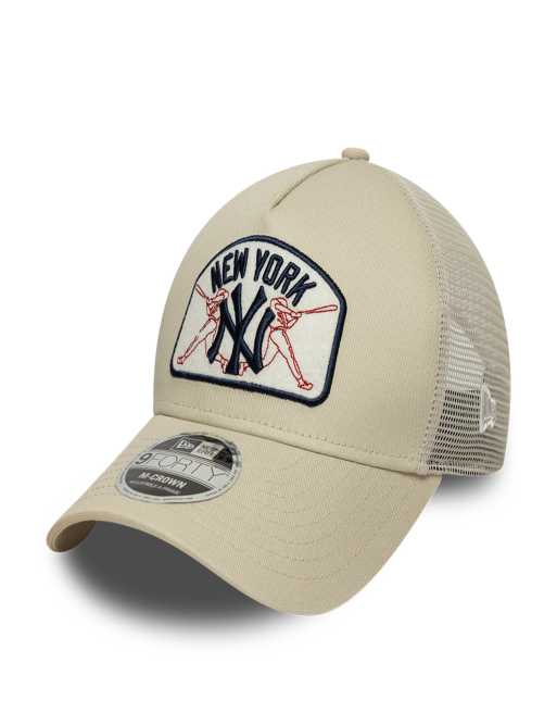 New Era NY Yankees 9Forty patch logo trucker cap in cream, 4 of 4