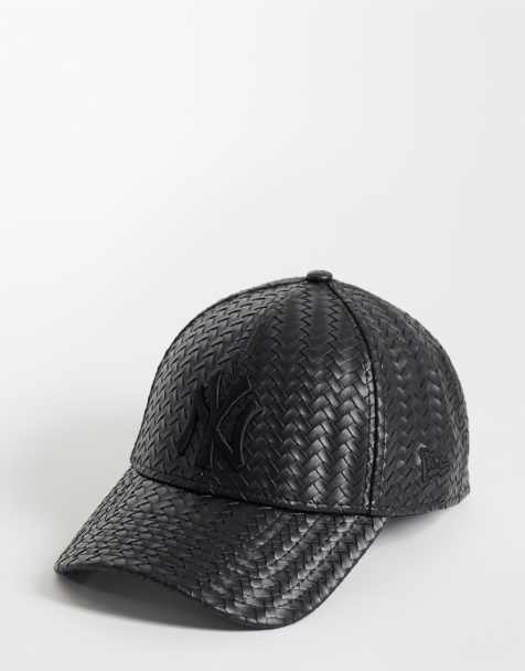 New Era NY Yankees 9forty PU weave fabric cap in black - view 1