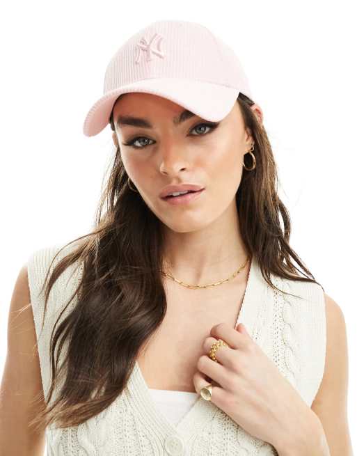 New Era – NY Yankees 9forty – Różowa sztruksowa czapka z daszkiem z małym logo  