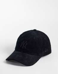 New Era NY Yankees 9forty tonal cord cap in black