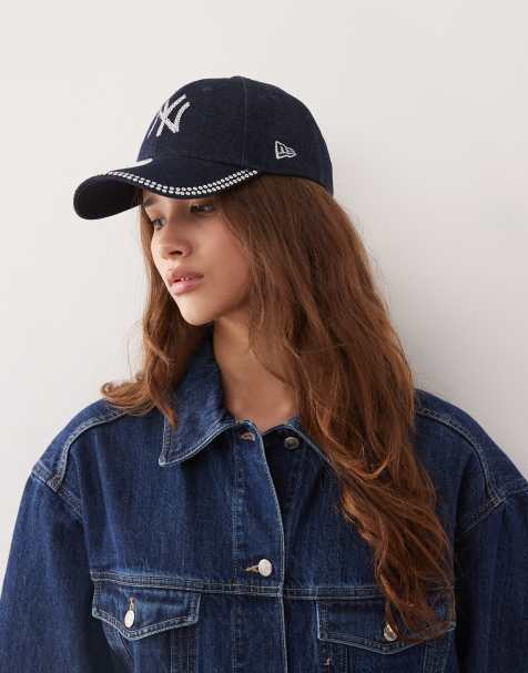 New Era NY Yankees 9forty womens sequin logo denim cap in mid wash blue - view 1