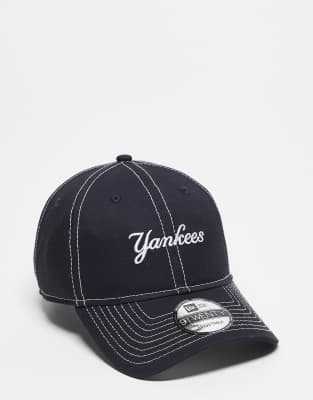New Era New Era NY Yankees 9twenty contrast stitch cap in black