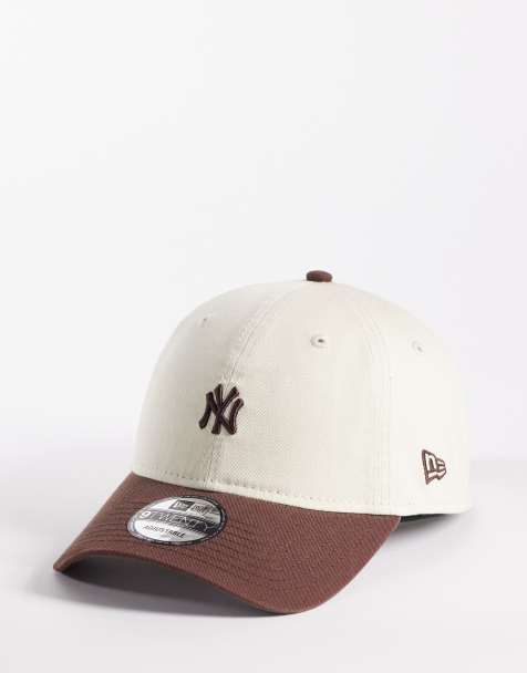 New Era – NY Yankees – 9twenty – Gräddvit och brun keps med liten logga och kontrastfärgad skärm - view 1