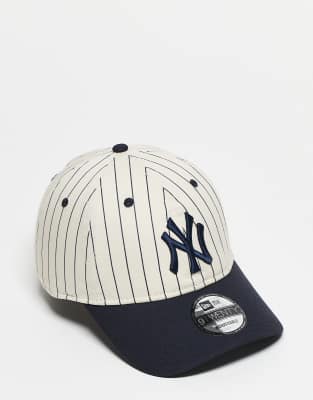New Era New Era NY Yankees 9twenty pinstripe contrast peak cap in navy/white-Multi