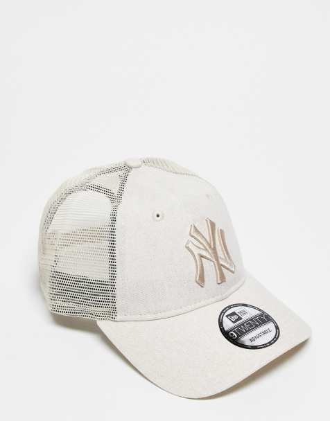 New Era – NY Yankees 9twenty – Truckerkappe aus Leinen in Beige - view 1