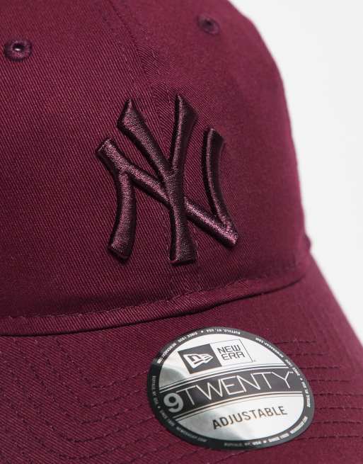 New Era NY Yankees 9Twenty unstructured tonal logo cap in burgundy