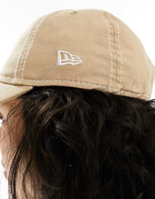 New Era NY Yankees 9Twenty washed cap with contrast stitch in beige, 3 of 4
