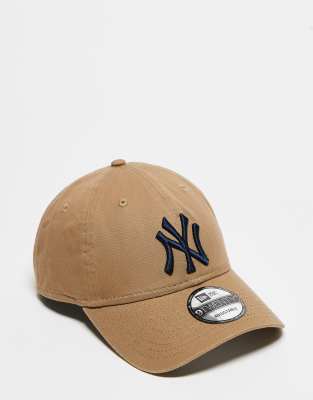 New Era New Era NY Yankees 9twenty washed cotton baseball cap in beige-Neutral