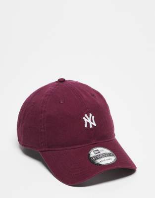 New Era New Era NY Yankees 9twenty washed cotton cap in burgundy-Red