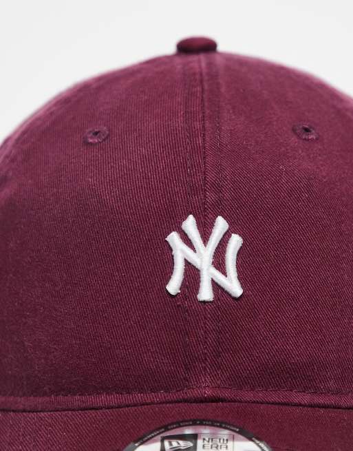 New Era NY Yankees 9twenty washed cotton cap in burgundy, 2 of 3
