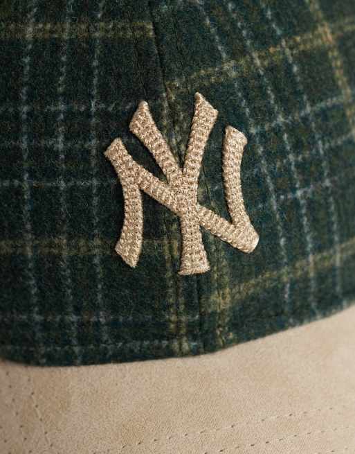 New Era NY Yankees 9twenty wool mix check contrast peak cap in green multi, 2 of 3
