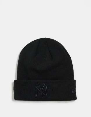 New Era - NY Yankees - Basic-Strickmütze in Schwarz mit Umschlag