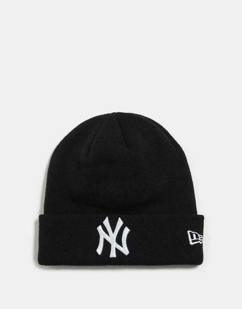 New Era – NY Yankees – Basic-Strickmütze in Schwarz und Weiß mit Umschlag - view 1