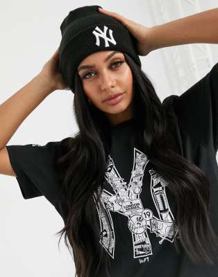 New Era New Era NY Yankees beanie in black