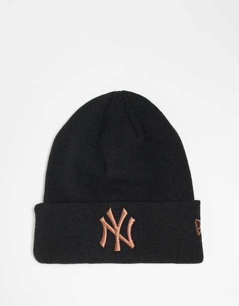 New Era - NY Yankees - Beanie met omslag in zwart met roségoud logo - view 1