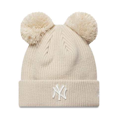 New Era - NY Yankees - Berretto da donna beige a coste con doppio pompon - view 1