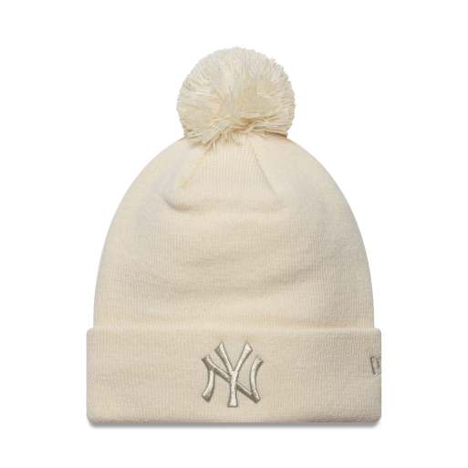 New Era - NY Yankees - Berretto da donna in acrilico beige con logo metallizzato e pompon, 3 di 3
