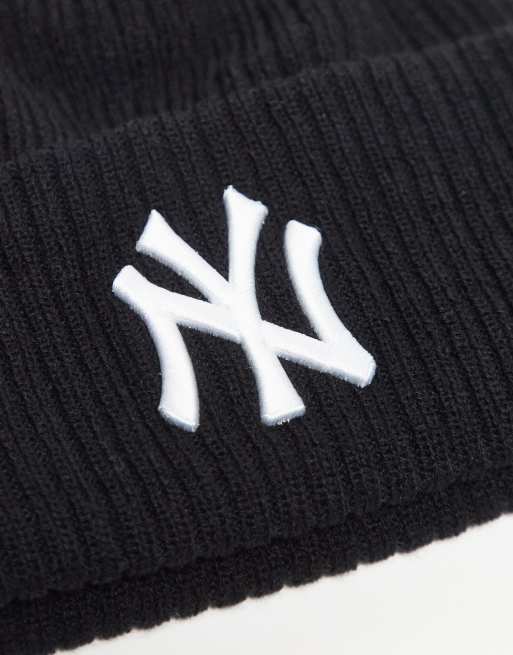 New Era - NY Yankees - Berretto nero in maglia a coste con risvolto ampio e logo, 2 di 3