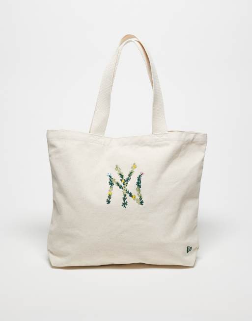 New Era - NY Yankees - Borsa shopping color crema con logo a fiori
